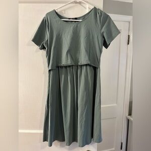 Elegant Green Women's Maternity/nursing Dress